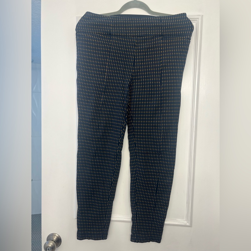 Betabrand Navy Dot Line Slim Pants